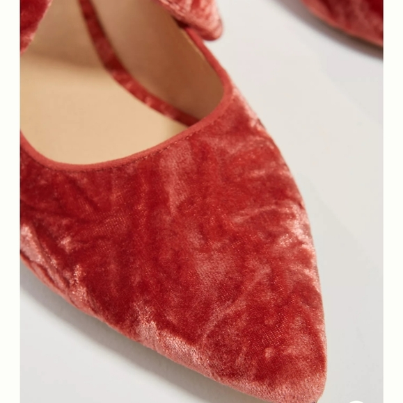 Anthropologie Livia Velvet Bow Flats- terra cotta - Picture 3 of 11